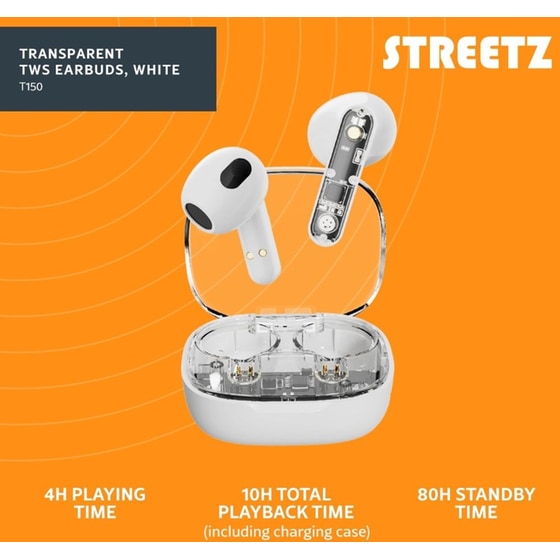 Ακουστικά Bluetooth Streetz T150 - Transparent White image 6