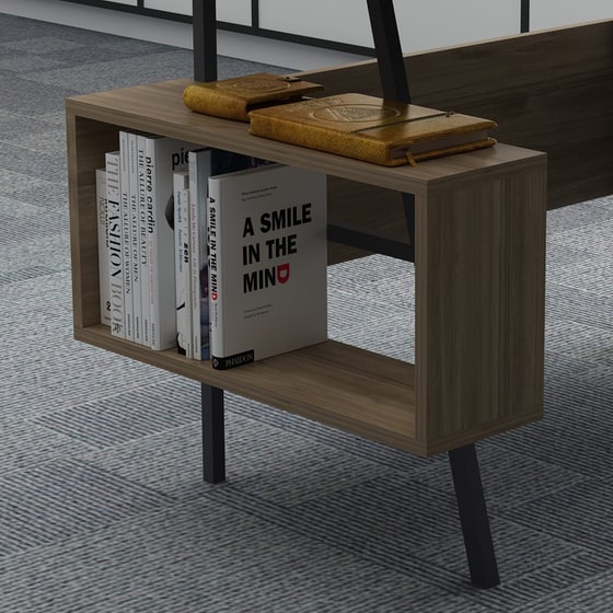 Γραφείο Βιβλιοθήκη 24Mall Toccare από Μοριοσανίδα 120x60x73.8 cm - Καφέ/Ανθρακί image 3