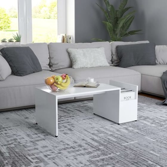 Τραπεζάκι Σαλονιού VidaXL από Μοριοσανίδα 90x45x35cm - Λευκό image 0