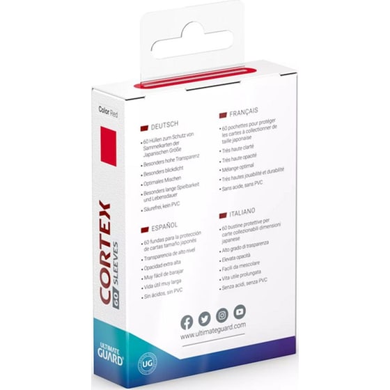 Ultimate Guard Cortex Card Sleeves Japanese Small Size - Red (60 Sleeves) image 2