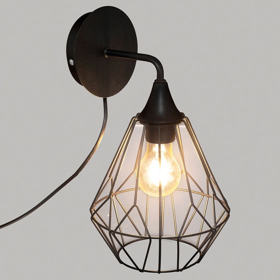 Απλίκα Τοίχου Spitishop με Φις Πρίζας Μεταλλική 21x19x33.5 cm - Μαύρη image 2