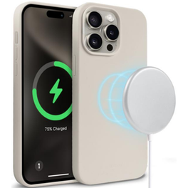 Crong Color Magnetic - Θήκη Magsafe Premium Σιλικόνης - Apple Iphone 15 Pro - Stone Beige (crgcolrmip1561pstn)