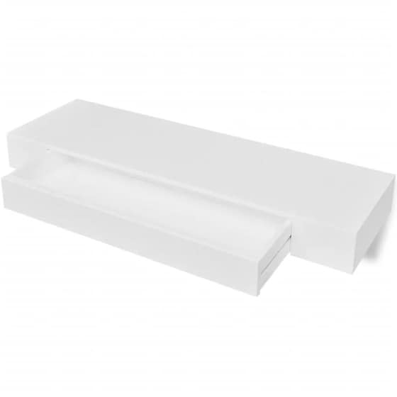 Ράφια Τοίχου VidaXL με Συρτάρι από MDF 80x25x8 cm 2 Τμχ - Λευκό image 4