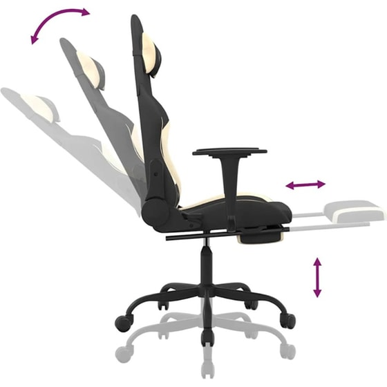 Καρέκλα Gaming VIDAXL 345480 με Υποπόδιο - Μαύρο image 8