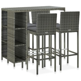 Vidaxl Σετ Επίπλων Μπαρ Κήπου 5 Τεμ. Γκρι Συνθετικό Ρατάν Με Μαξιλάρια