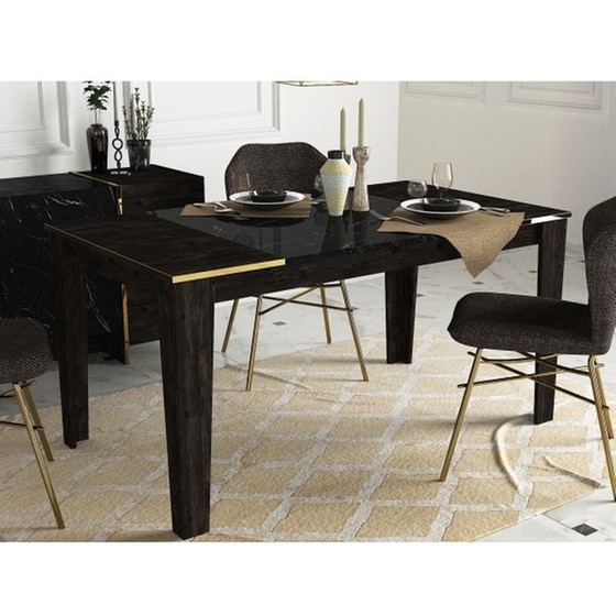 Τραπέζι Woodwell Verona 145x85x76.2 cm - Μαύρο/Χρυσό image 1