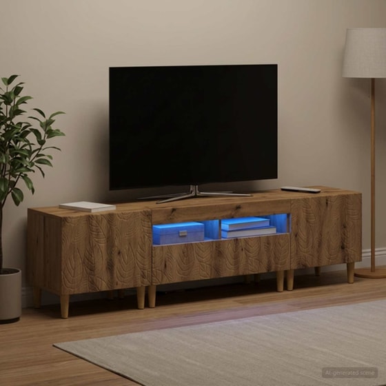Έπιπλο Τηλεόρασης VidaXL DELFT με LED 3 τμχ 178 x 35 x 43 cm - Artisan Δρυς image 1