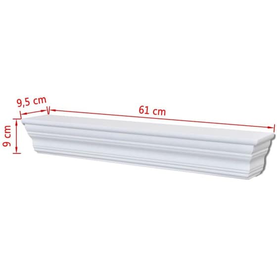 Ράφια Τοίχου VidaXL από MDF 61x9.5x9 cm 2 Τμχ - Λευκό image 5