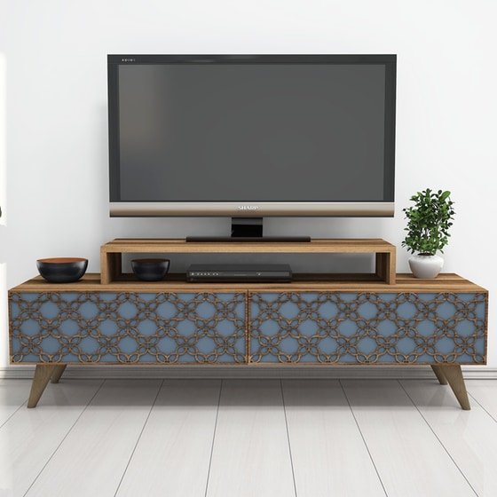 Έπιπλο Τηλεορασης Fermo από Μοριοσανίδα 140x41.8x48.8cm - Καρυδί image 3