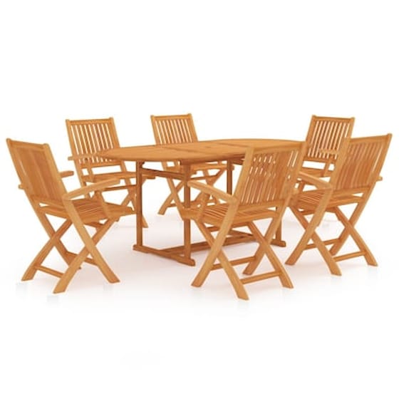 Vidaxl Σετ Τραπεζαρίας Κήπου 7 Τεμαχίων Από Μασίφ Ξύλο Teak image 2