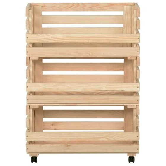 Vidaxl Τρόλεϊ Λαχανικών 57 X 30 X 80 Εκ. Από Μασίφ Ξύλο Πεύκου image 3