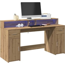 Γραφείο VidaXL με LED από Επεξεργασμένο Ξύλο 160x55x91 cm - Artisan Δρυς