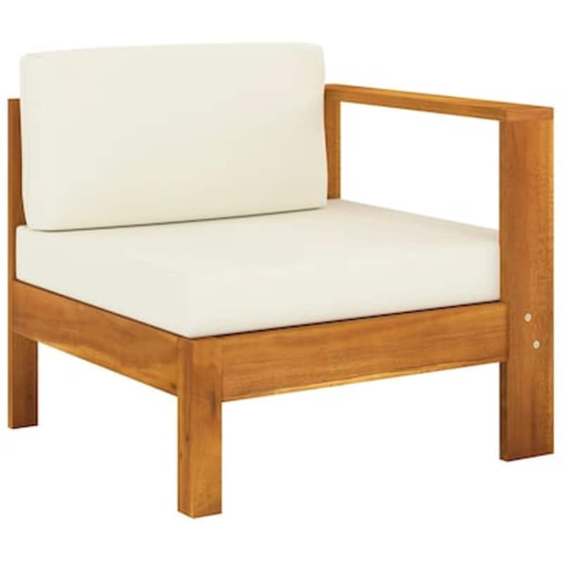 Καναπές VidaXL μεσαίος με 1 Μπράτσο από Μασίφ Ξύλο Ακακίας 70x65x60 cm - Κρεμ