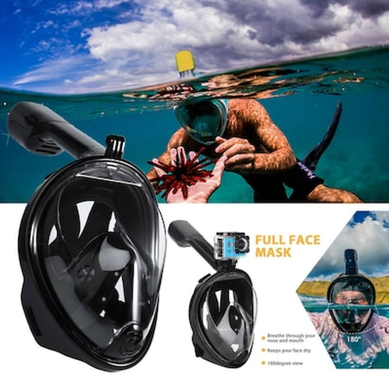 Μάσκα Θαλλάσης Full Face Με Αναπνευστήρα Και Action Camera Hd 1080p Xifias Full Face Snorkel Mask