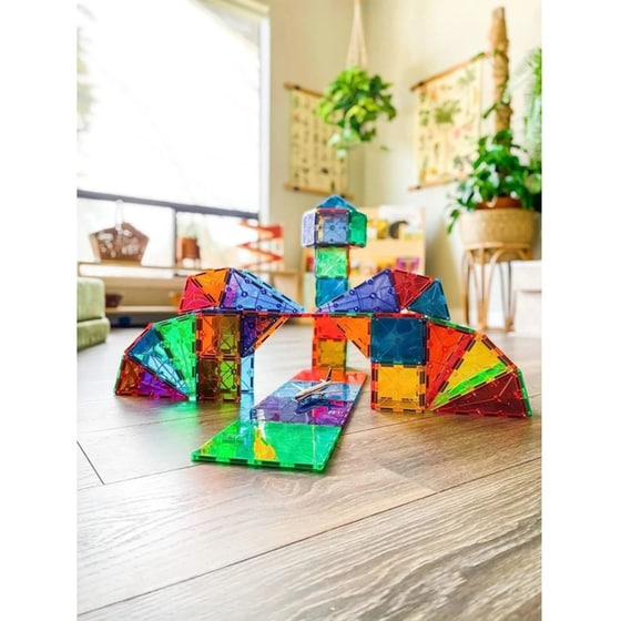 Magna-Tiles® Clear Colors Μαγνητικό Παιχνίδι Κατασκευών - 100 Κομμάτια (4300) image 4