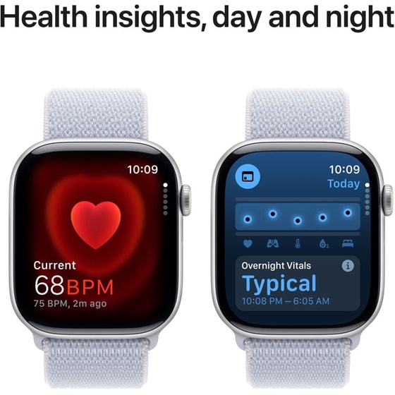 Apple Watch Series 10 GPS + Cellular 42mm Silver Aluminum Case with Blue Cloud Sport Loop image 3