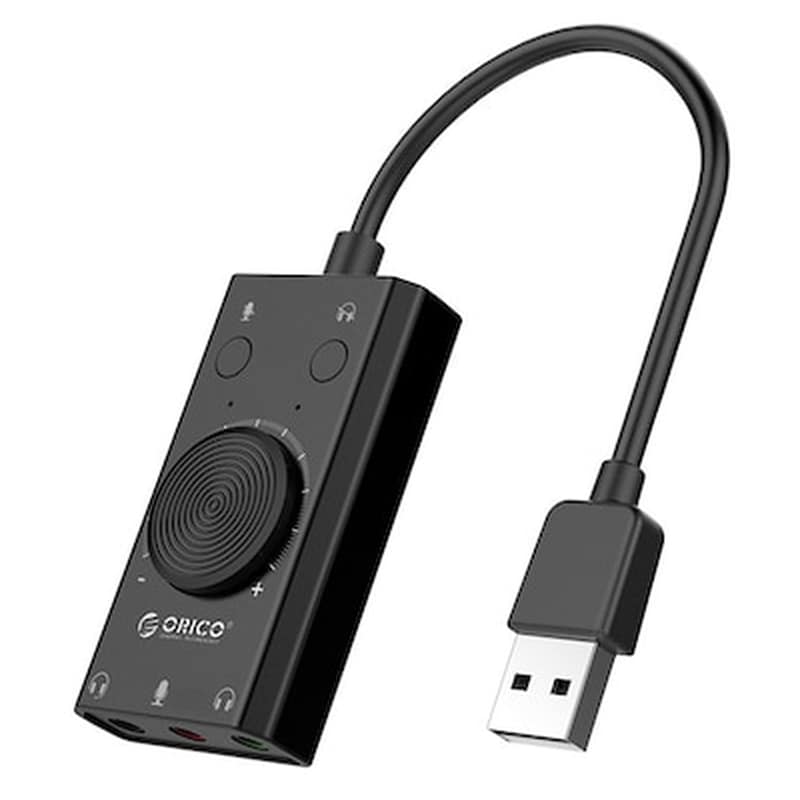 ORICO Κάρτα Ήχου Orico SC2 USB 3x 3.5mm, Volume Control - Μαύρο