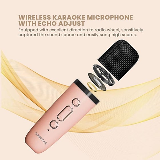 Karaoke Sonic Gear Iox K200 Bluetooth 5.1 Home Portable With Wireless Mic Pink image 4