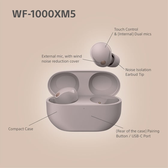Sony WF-1000XM5 Wireless Noise Cancelling Earbuds - Smoky Pink image 10