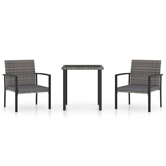 Vidaxl Σετ Τραπεζαρίας Κήπου 3 Τεμ. Γκρι Από Συνθετικό Ρατάν image 0
