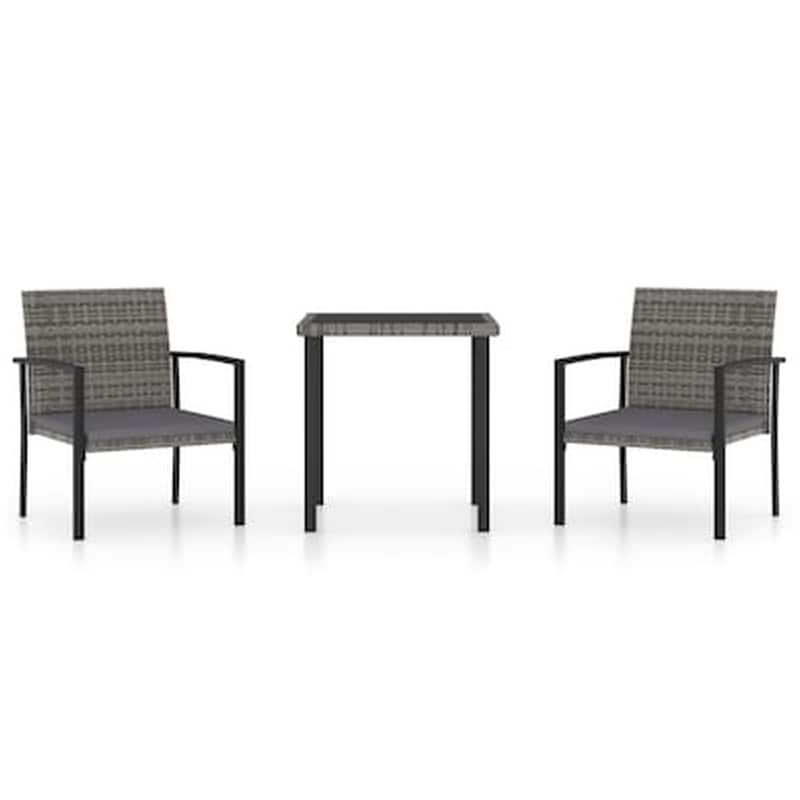 Vidaxl Σετ Τραπεζαρίας Κήπου 3 Τεμ. Γκρι Από Συνθετικό Ρατάν VIDAXL