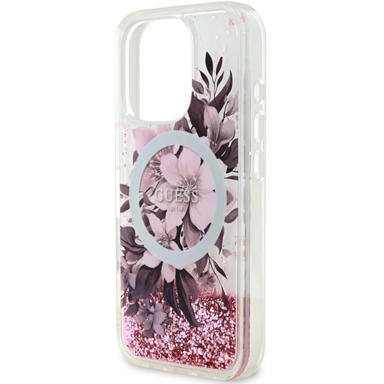 Θήκη Apple iPhone 16 Pro Max Guess Liquid Glitter Flower - Ροζ image 5