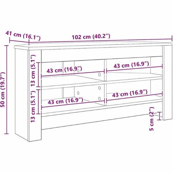 Έπιπλο Τηλεόρασης VidaXL Γωνιακό 102 x 40,5 x 45 cm - Καπνιστή Δρυς image 9