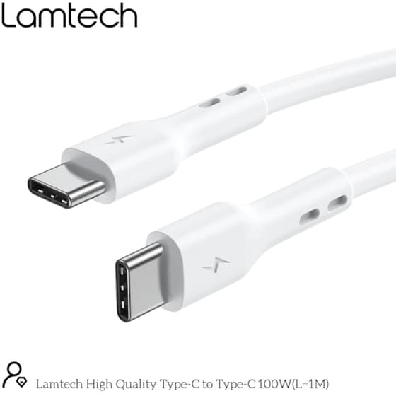 Καλώδιο δεδομένων Lamtech Usb-C σε Usb-C 1m - White image 1