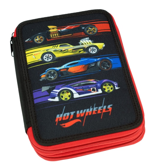 Κασετίνα Παραλληλόγραμμη Gim Hot Wheels Διπλή image 1