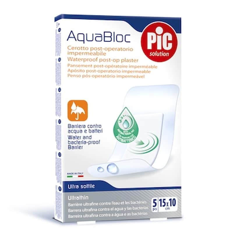 PIC SOLUTION Αποστειρωμένα Επιθέματα Pic Solution Aquabloc για Πληγές 15x10cm 5 Τμχ