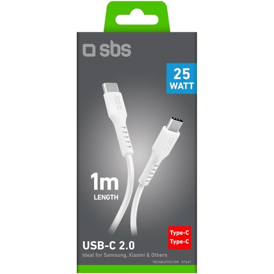 Καλώδιο δεδομένων SBS Data Cable USB-C σε USB-C 25W 1m - White image 1