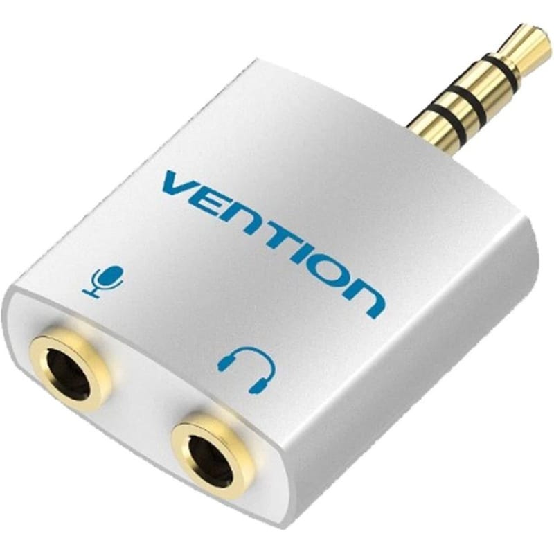VENTION 4Pole 3.5mm Male to 2*3.5mm Female Audio Adapter Silvery Metal Type (BDBW0) (VENBDBW0)
