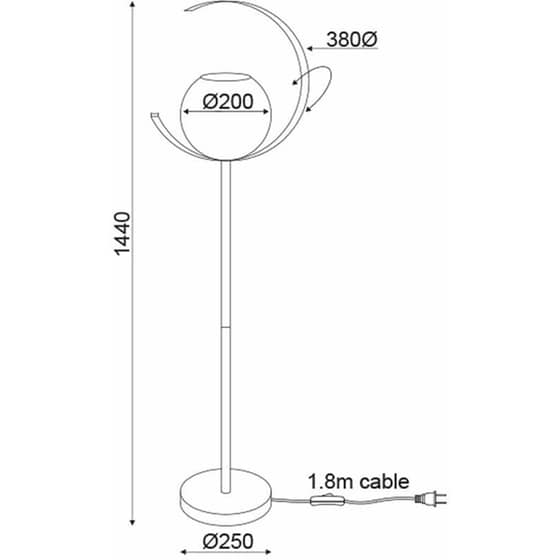 Φωτιστικό Δαπέδου Aca Iparelle από Μέταλλο/Γυαλί 38x25x144 cm - Χρυσό/Λευκό image 1