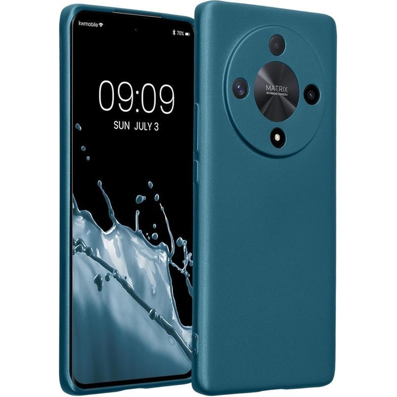 Θήκη Honor Magic6 Lite/X9b - KWmobile TPU Case with Camera Lens Protector - Metallic Caribbean Blue