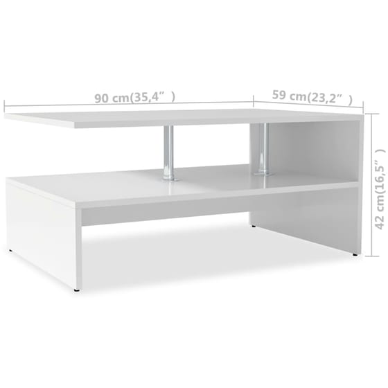 Τραπεζάκι Σαλονιού VidaXL από Μοριοσανίδα 90x59x42cm - Λευκό image 5