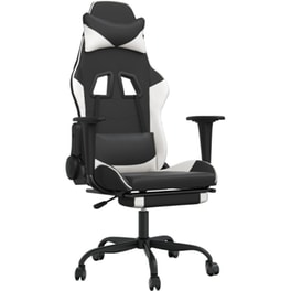 Καρέκλα Gaming VIDAXL 3143658 με Υποπόδιο από Τεχνητό Δέρμα - Μαύρο