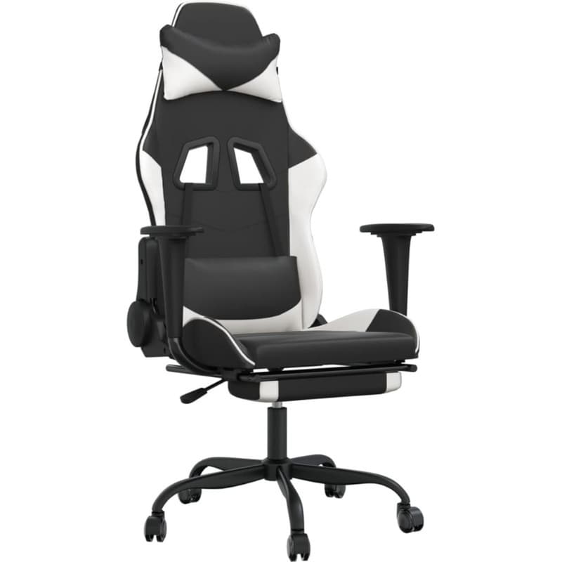 Καρέκλα Gaming VIDAXL 3143658 με Υποπόδιο από Τεχνητό Δέρμα - Μαύρο