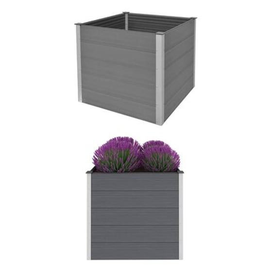 Vidaxl Ζαρντινιέρα Υπερυψωμένη Γκρι 100 X 100 X 91 Εκ. Από Wpc image 1