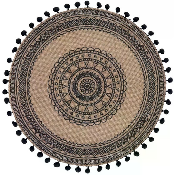 Σουπλά Spitishop Renata Ψάθινο 38cm - Καφέ/Μαύρο image 0