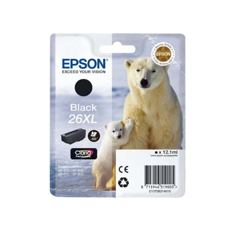 Epson 26XL Μαύρο Μελάνι Εκτυπωτή C13T26214010