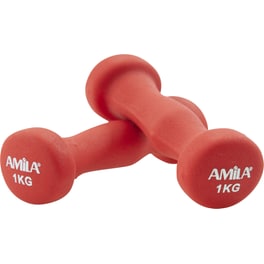 Σετ Βαράκια Στρογγυλά Soft 1kg Amila 44448 2 τμχ από Νεοπρένιο - Κόκκινα