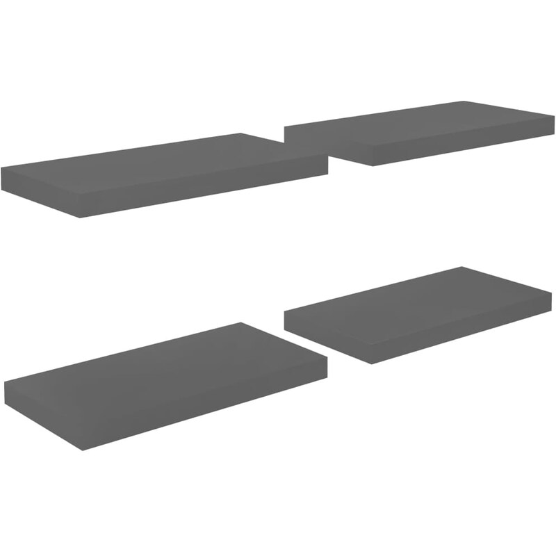 Ράφια Τοίχου VidaXL από MDF 50x23x3.8 cm 4 Τμχ - Γκρι VIDAXL