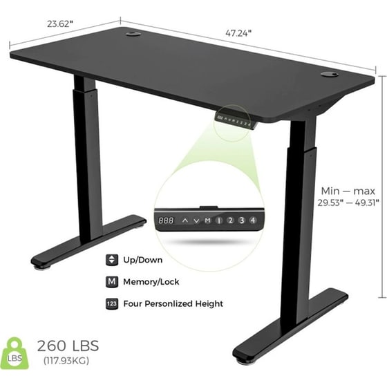 Γραφείο Υπολογιστή Eureka Ergonomic ERK-EHD-4801-B-V1 120x60x75-122cm image 1