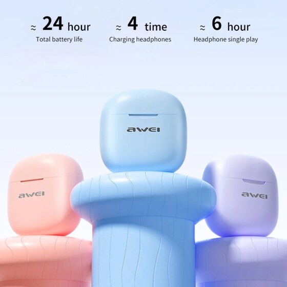 Ακουστικά Bluetooth Awei T68 ENC - Ροζ image 1