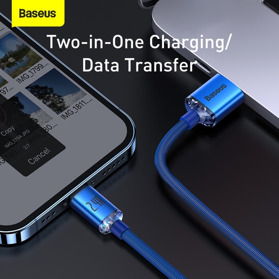 Καλώδιο δεδομένων Baseus Crystal Shine Braided Usb to Lightning 2m - Blue image 9