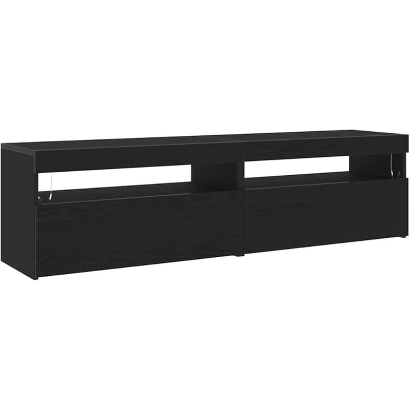 Έπιπλο Τηλεόρασης VidaXL με LED 2 τμχ 75 x 35 x 40 cm - Μαύρη Οξιά