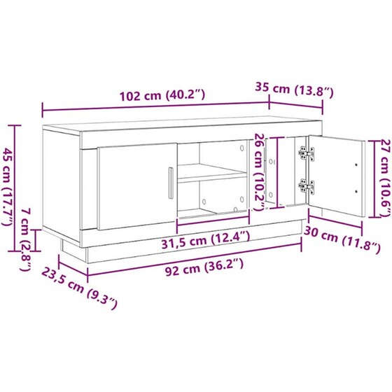 Έπιπλο Τηλεόρασης VidaXL 102 x 35 x 45 cm - Artisan Δρυς image 10