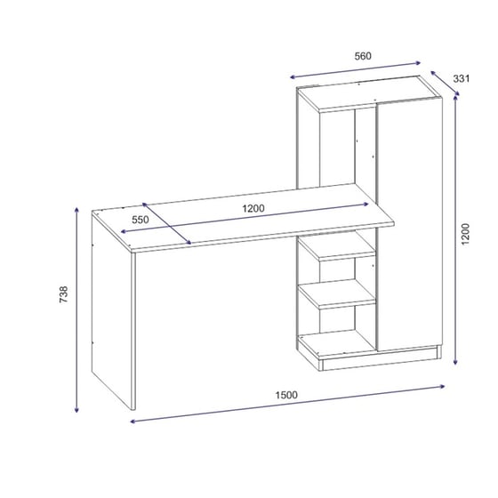 Γραφείο Βιβλιοθήκη 24Mall Scuro από Μοριοσανίδα 120x55x73.8cm - Ανθρακί image 3