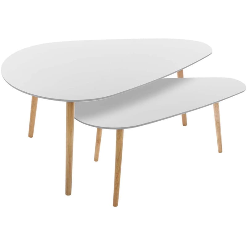 SPITISHOP Σετ Τραπεζάκια Σαλονιού Spitishop από MDF 2 Τμχ - Λευκό