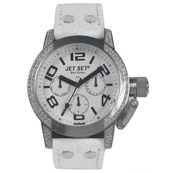 Jet Set San Remo Chronograph White Leather Strap image 0